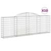 vidaXL Gabionen mit Hochbogen 10 Stk 300x30x100/120cm Verzinktes Eisen