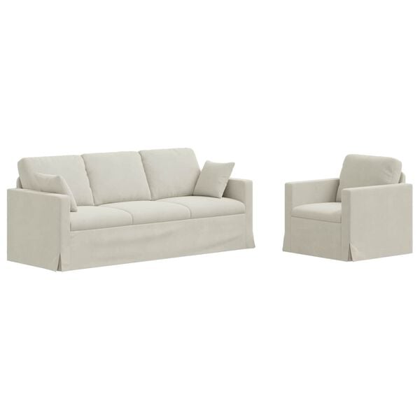 vidaXL Sofa 2 pcs Creme
