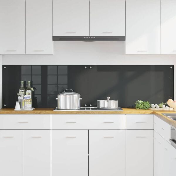vidaXL Küchenrückwand 2 pcs Dunkelgrau 100 x 50 cm Gehärtetes Glas