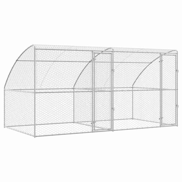 vidaXL Hundek&auml;fig mit Speicher 2 pcs Silber 4 x 2 x 2 m Stahl
