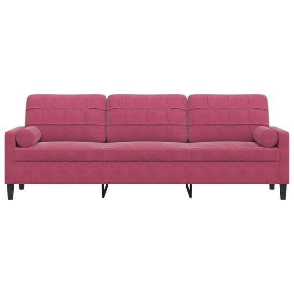 vidaXL Sofa 3-Sitzer mit Zierkissen Weinrot 210 cm Samt
