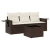 vidaXL 4-tlg. Garten-Sofagarnitur mit Kissen Braun Poly Rattan