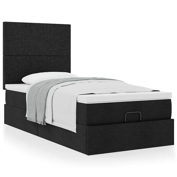 vidaXL Ottoman-Bett mit Matratze Schwarz 100x200 cm Stoff