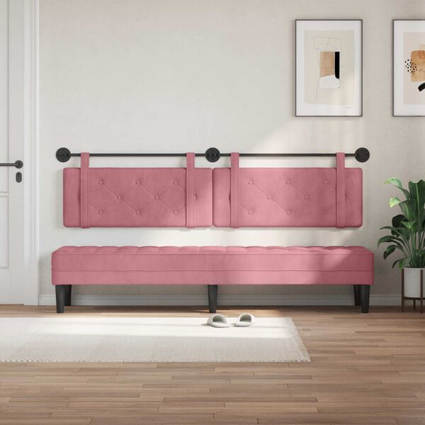 vidaXL H&auml;ngevorderseite Wandmontiert Rosa 210 x 55 x 5 cm Samt