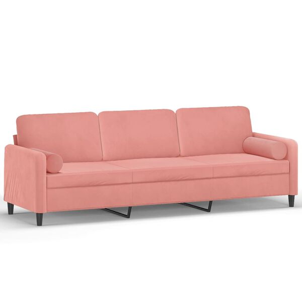 vidaXL 3-Sitzer-Sofa mit Kissen Rosa 210 cm Samt