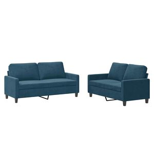 vidaXL 2-tlg. Sofagarnitur mit Kissen Blau Samt