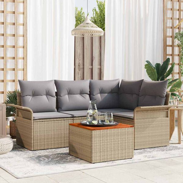 vidaXL Gartensofa-set 5 pcs Beige und Hellgrau Poly-Rattan