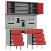 vidaXL Werkbank mit Schubladen 8 pcs Rot Ingenieure Holz und Stahl