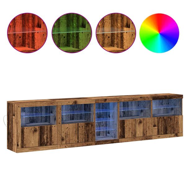 vidaXL LED-Sideboard Altholz 283 x 37 x 67 cm Holzwerkstoff