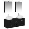 vidaXL Badezimmerm&ouml;bel-Set 5 pcs Schwarze Eiche Ingenieurholz und Glas