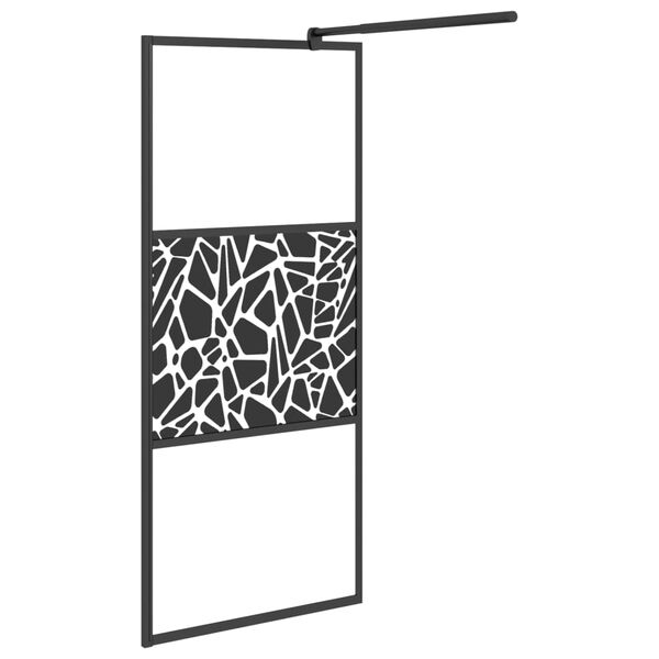 vidaXL Duschwand f&uuml;r Walk-In Dusche 90x195 cm ESG Steindesign Schwarz