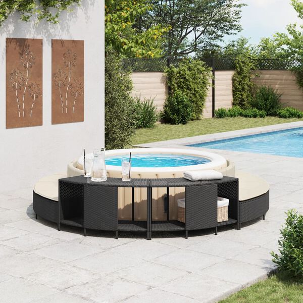 vidaXL Outdoor-Regale f&uuml;r Whirlpool 2 Stk. Schwarz Poly Rattan