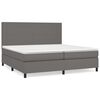 vidaXL Boxspringbett mit Matratze Grau 200x200 cm Kunstleder