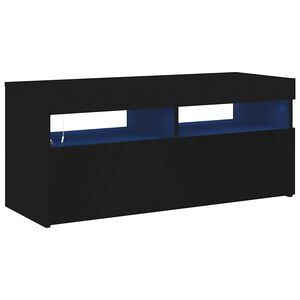 vidaXL TV-Schrank mit LED-Leuchten Schwarz 90x35x40 cm