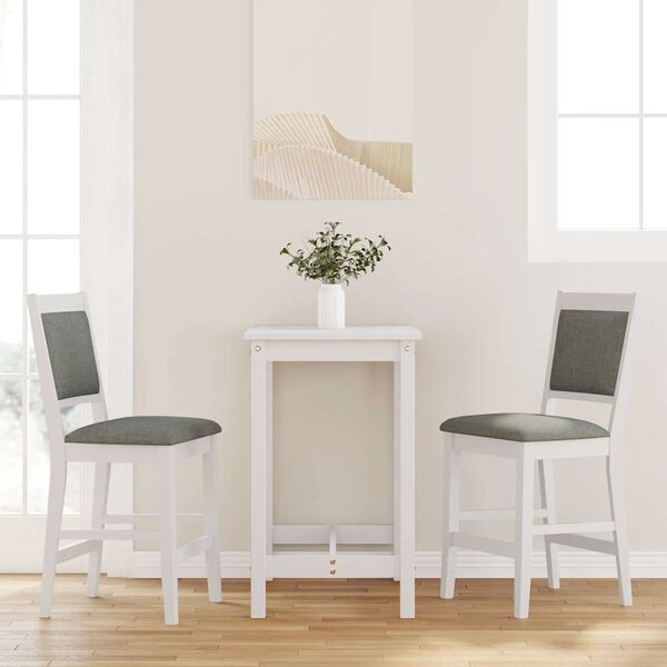 vidaXL Barhocker mit Kissen 2 Stk. Wei&szlig; Massivholz Gummibaum