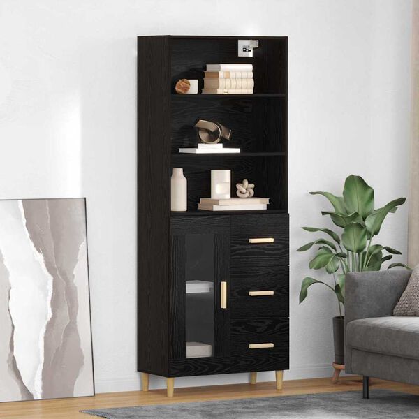 vidaXL Highboard Schwarz Eichen-Optik 69,5 x 32,5 x 180 cm