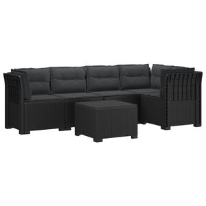 vidaXL 5-Sitzer Gartensofa mit Kissen Rattan-Look PP Anthrazit