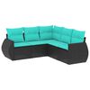 vidaXL 5-teiliges Gartensofa-Set mit Kissen, schwarzes Polyrattan