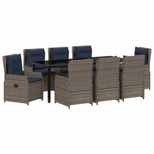 vidaXL Garten Essgruppe 9 stk. Grau Poly Rattan