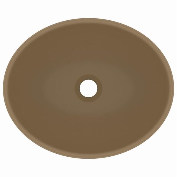 vidaXL Luxuri&ouml;ses Ovales Waschbecken Matt Creme 40x33 cm Keramik