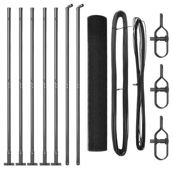 vidaXL Zaunpfosten Grau 10 x 0,8 m (16 x 16 mm Draht) Stahl und PVC