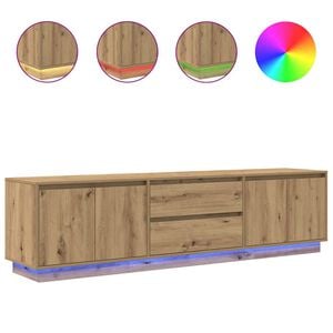 vidaXL TV-Schrank mit LED-Leuchten Artisan-Eiche 193,5x41x50 cm