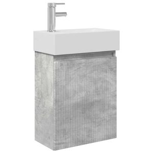 vidaXL Badezimmer Waschtischunterschrank mit Wasserhahn Betongrau