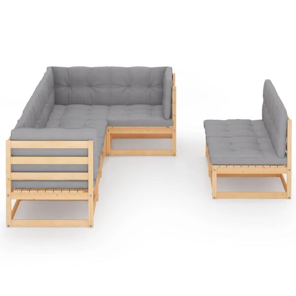 vidaXL 7-tlg. Garten-Lounge-Set mit Kissen Massivholz Kiefer