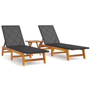 vidaXL 3-tlg. Garten-Lounge-Set Poly Rattan & Massivholz Akazie