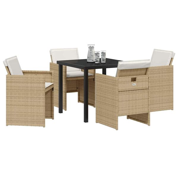 vidaXL Garten Essgruppe 5 pcs Beige Poly-Rattan