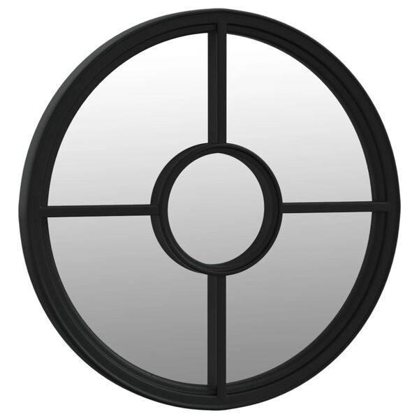 vidaXL Spiegel Schwarz 60x4 cm Eisen Rund für den Innenbereich