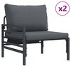 vidaXL Gartensofa-set mit Kissen 6 pcs Schwarz Stahl