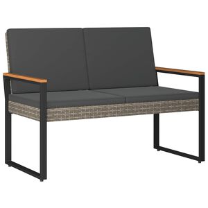 vidaXL Bank Outdoor Grau und Dunkelgrau 107 x 61 x 80 cm Poly-Rattan