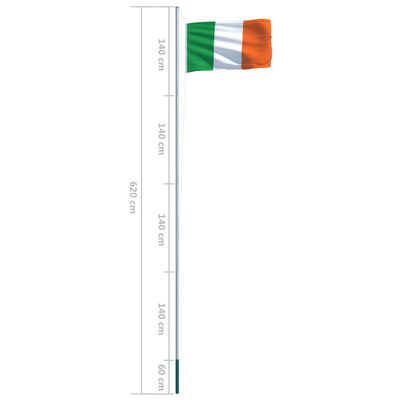 vidaXL Flagge Irlands und Mast Aluminium 6,2 m