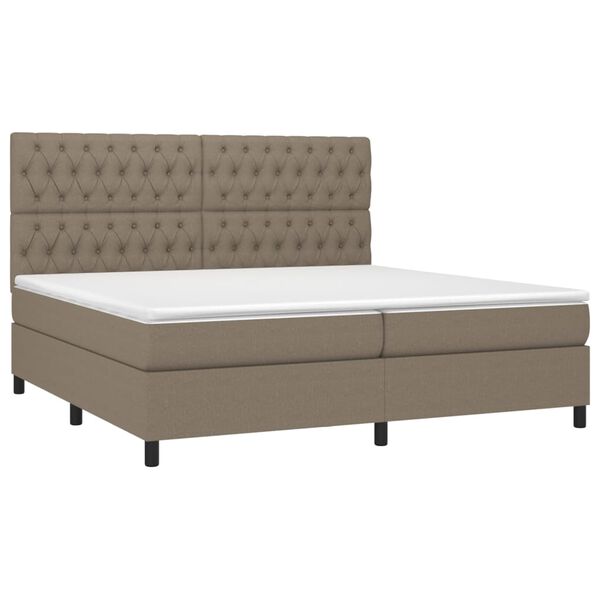 vidaXL Boxspringbett mit Matratze Taupe 200x200 cm Stoff