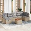 vidaXL Gartensofa-set mit Kissen mit Speicher 8 pcs Beige Poly-Rattan