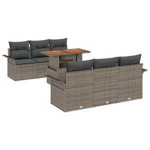 vidaXL Garten-Sofa-Set mit Kissen 7 pcs Grau