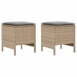 vidaXL 2 stk. Garten-Fu&szlig;hocker PE-Rattan Beige und Hellgrau