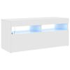 vidaXL TV-Schrank mit LED-Leuchten Hochglanz-Wei&szlig; 90x35x40 cm