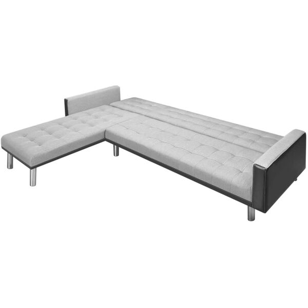 vidaXL Eck-Sofabett Stoff 218x155x69 cm Schwarz und Grau