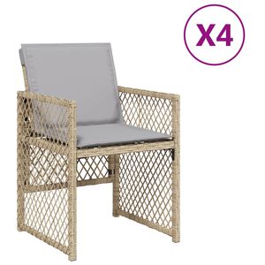vidaXL Gartenst&uuml;hle mit Kissen 4 Stk. Beigemischung Poly Rattan