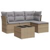 vidaXL 5-tlg. Garten-Sofagarnitur mit Kissen Beige Poly Rattan