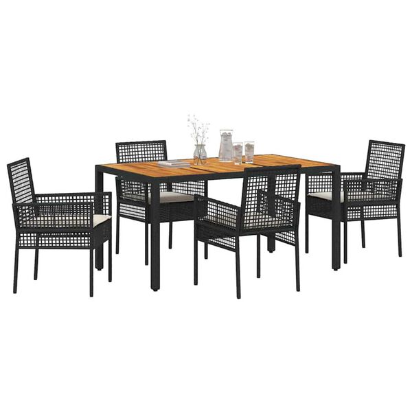 vidaXL Garten Essgruppe 5 pcs Schwarz Poly-Rattan