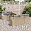 vidaXL Gartensofa-set mit Kissen mit Speicher 7 pcs Beige Poly Rattan