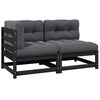vidaXL 2-tlg. Garten-Lounge-Set mit Kissen Schwarz Kiefer Massivholz