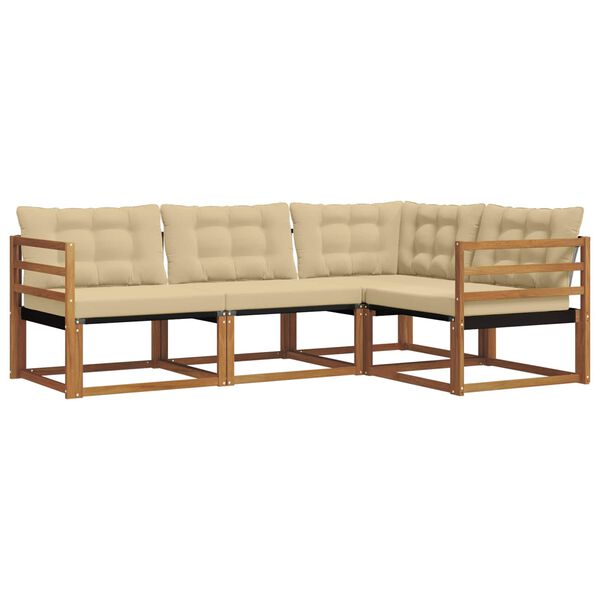 vidaXL Outdoor-Sofagarnitur mit Kissen 4 pcs Natur und Beige