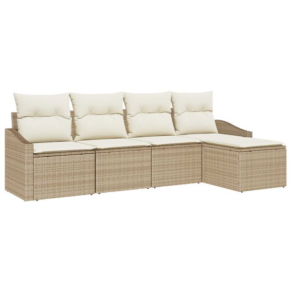 vidaXL Sofa Set mit Kissen 5 pcs Beige Poly-Rattan
