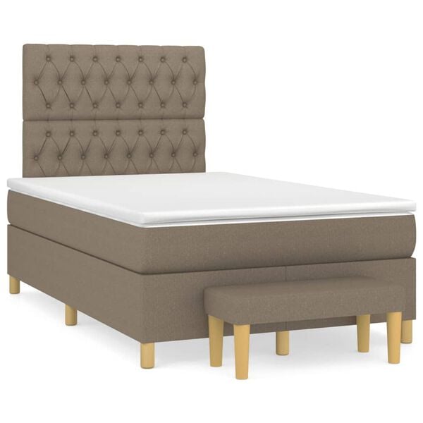 vidaXL Boxspringbett mit Matratze Taupe 120x200 cm Stoff