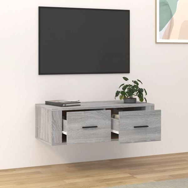 vidaXL TV-Wandschrank Grau Sonoma 80x36x25 cm Holzwerkstoff