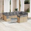 vidaXL 12-tlg. Garten-Sofagarnitur mit Kissen Beige Poly Rattan
